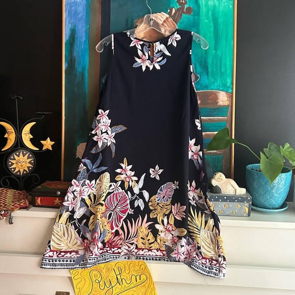 SHEIN Dark Blue Floral Mini Beach Dress Large - Picture 13 of 15